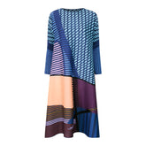 Color-block Geometric Digital Pleated Summer Dress - FashionByTeresa